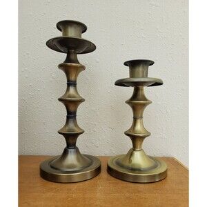 Vintage Pair of HODA Gold Tone Brass Candlestick Holders Candle Holders Tapers